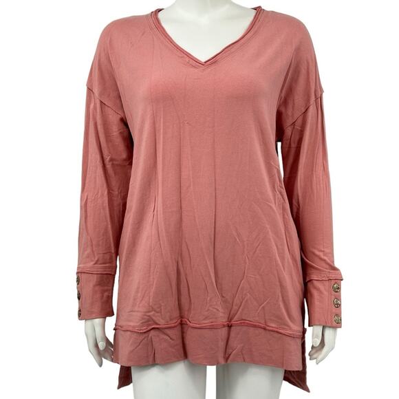 Soft Surroundings Top Womens Medium Peach Pink Palta Tunic Fall Lounge Lagenlook - Picture 1 of 7